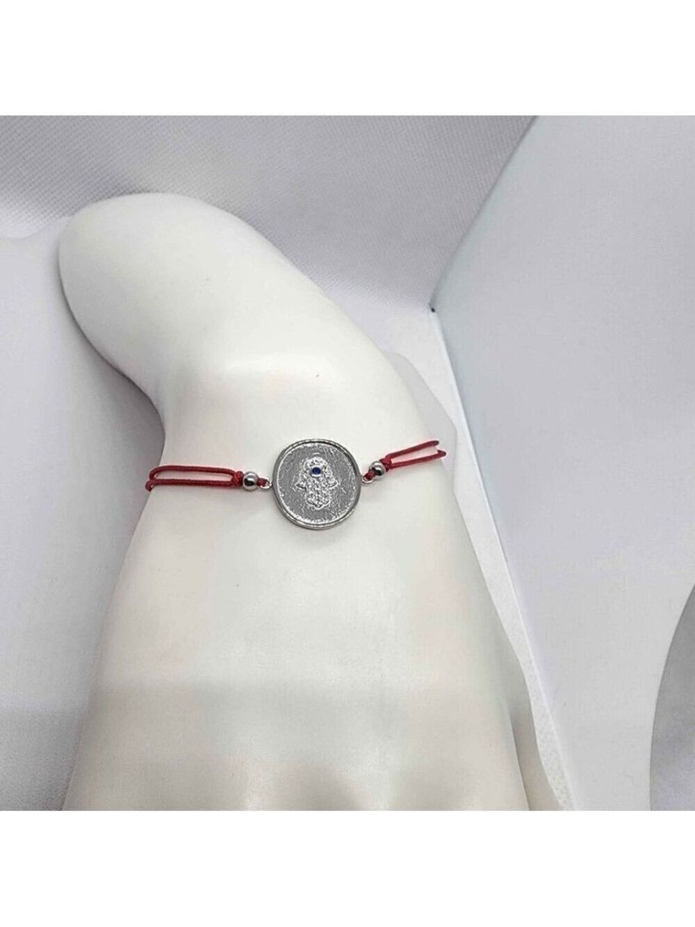Sterling Silver 925 Hamsa Design With Red String Bracelet